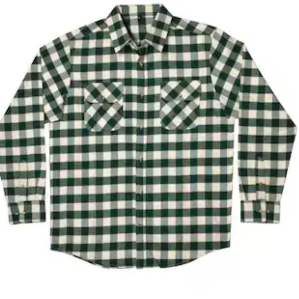 Plaid Green and White Men's Casual Shirt